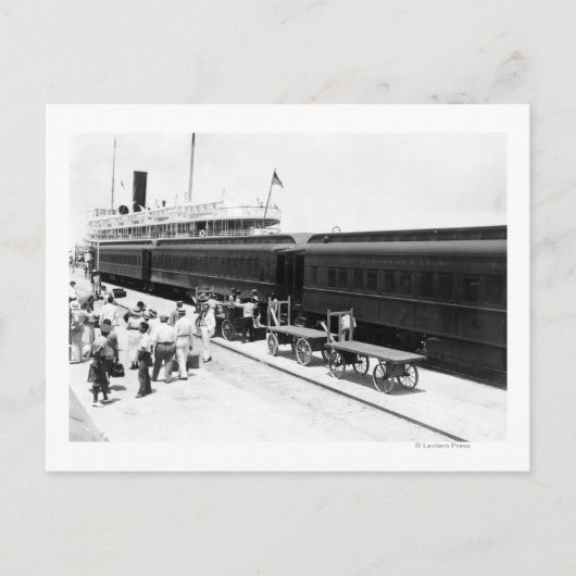 Key West Railroad Station laadschip vanuit Cuba Briefkaart (Voorkant)