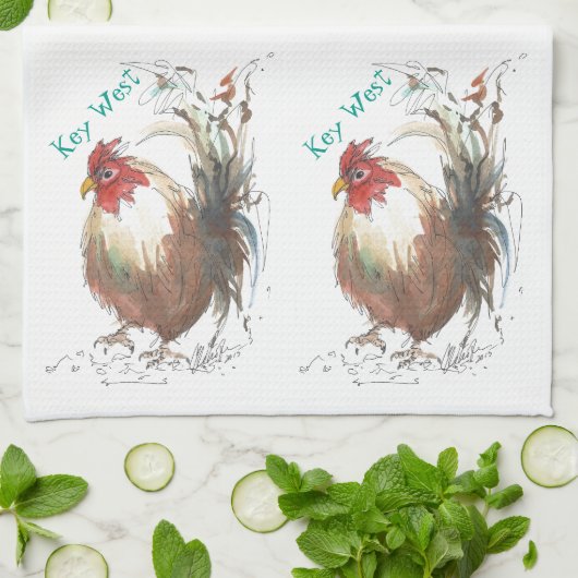 Key West Rooster Dish Towel Theedoek (Gevouwen)