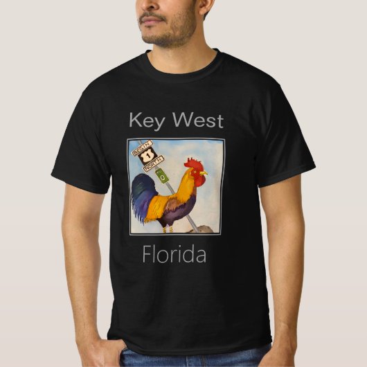 Key West Rooster en US Highway 1 bord T-shirt (Voorkant)
