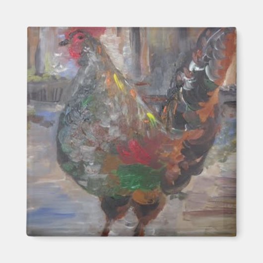 Key West Rooster Schilderen op een magneet (Voorkant)