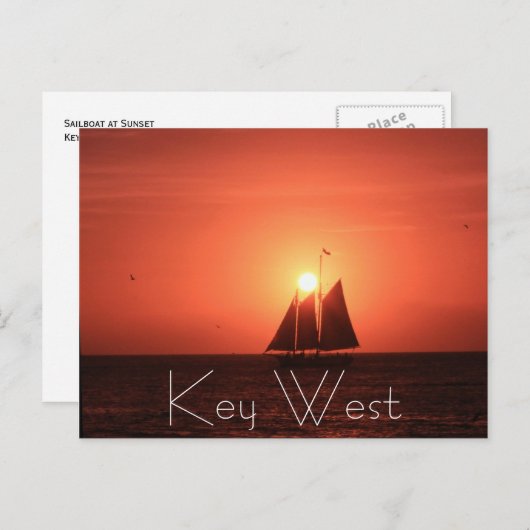 Key West, Sailboot op Sunset Briefkaart (Voorkant / Achterkant)
