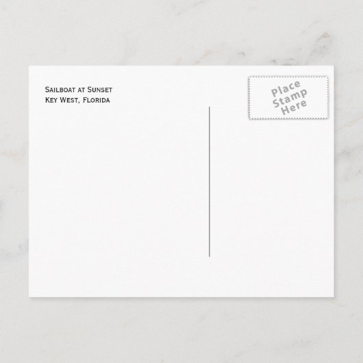 Key West, Sailboot op Sunset Briefkaart (Achterkant)
