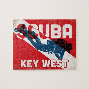 Key West Scuba Diver - Blue Retro Legpuzzel