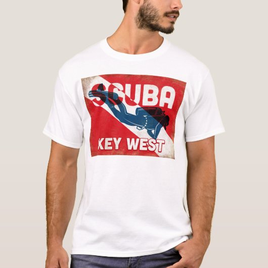 Key West Scuba Diver - Blue Retro T-shirt (Voorkant)