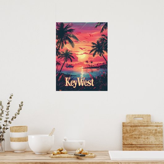Key West Serenity: Tropische zonsondergang Poster (Keuken)