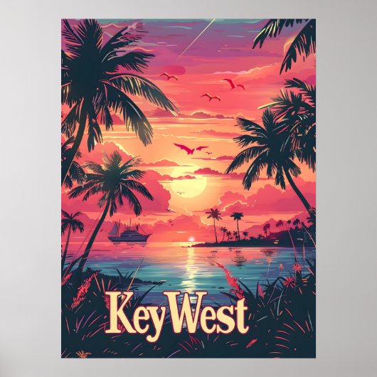 Key West Serenity: Tropische zonsondergang Poster (Voorkant)