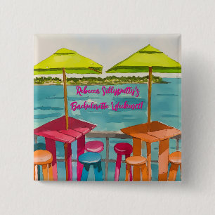 Key West Sfeer Bachelorette Weekend Vierkante Button 5,1 Cm