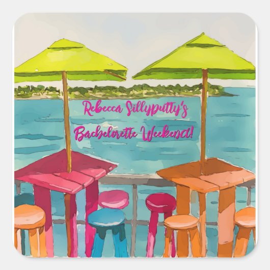 Key West Sfeer Meisjesweekend Vierkante Sticker (Voorkant)