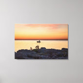 Key West Sunset Boat Rocky Shore Florida Keys Canvas Afdruk (Voorkant)