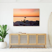 Key West Sunset Boat Rocky Shore Florida Keys Canvas Afdruk