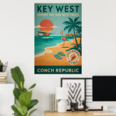 Key West Sunset - Conch Republic watervliegtuig Ar Poster (Thuiskantoor)