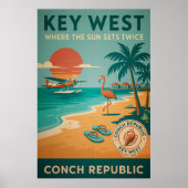 Key West Sunset - Conch Republic watervliegtuig Ar Poster (Voorkant)