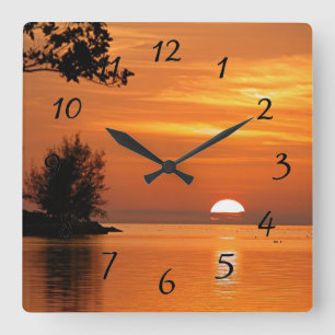 Key West Sunset Large Clock Vierkante Klok