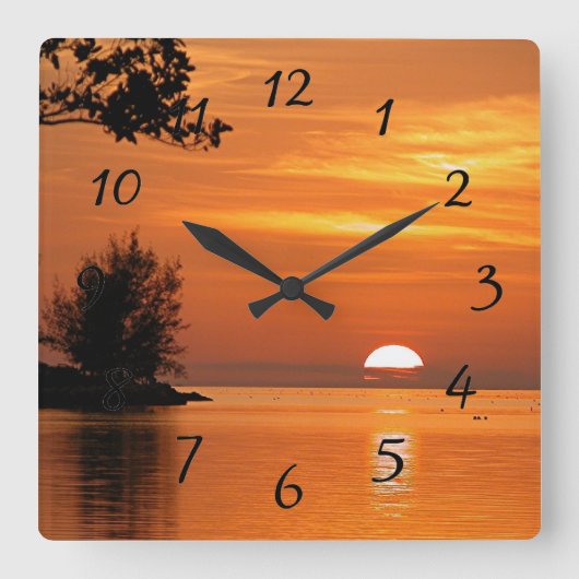 Key West Sunset Large Clock Vierkante Klok (Voorkant)