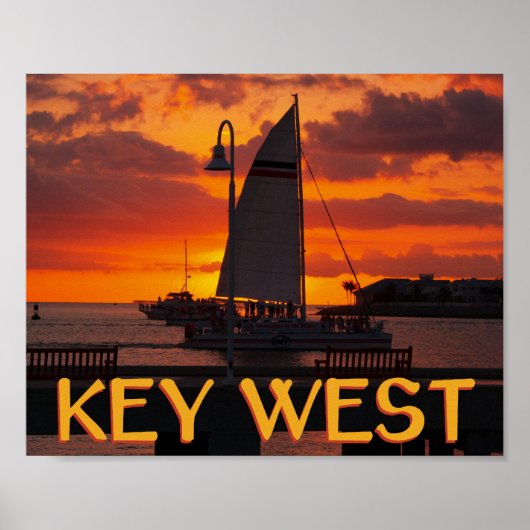 Key West Sunset met Boats Poster (Voorkant)