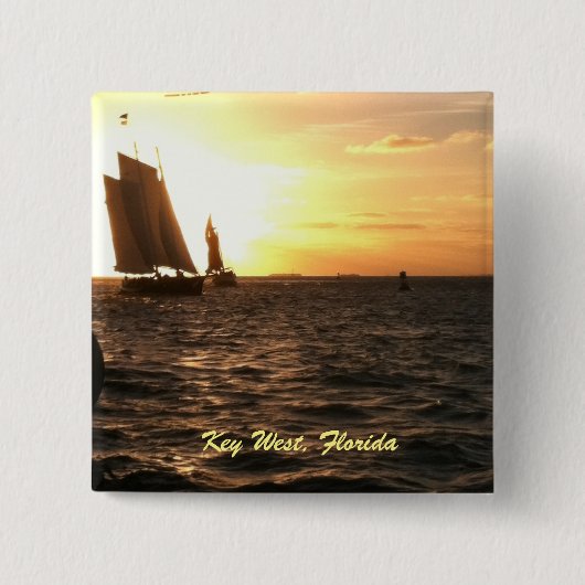 Key West Sunset Pin Vierkante Button 5,1 Cm (Voorkant)