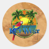 Key West Sunset Ronde Sticker (Voorkant)