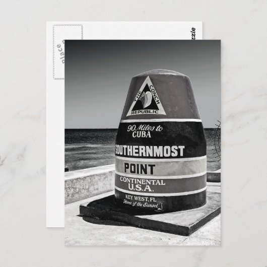 Key West to Cuba Southernmost Distance Marker Briefkaart (Voorkant / Achterkant)