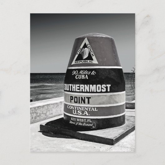 Key West to Cuba Southernmost Distance Marker Briefkaart (Voorkant)