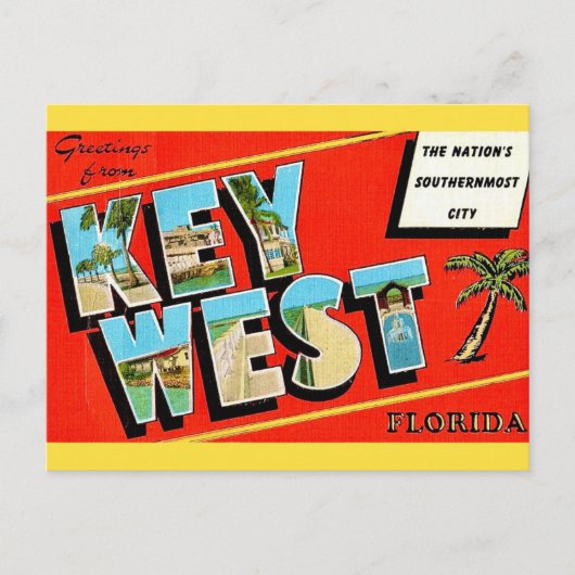 Key West Vintage Ansichtkaart Briefkaart (Voorkant)