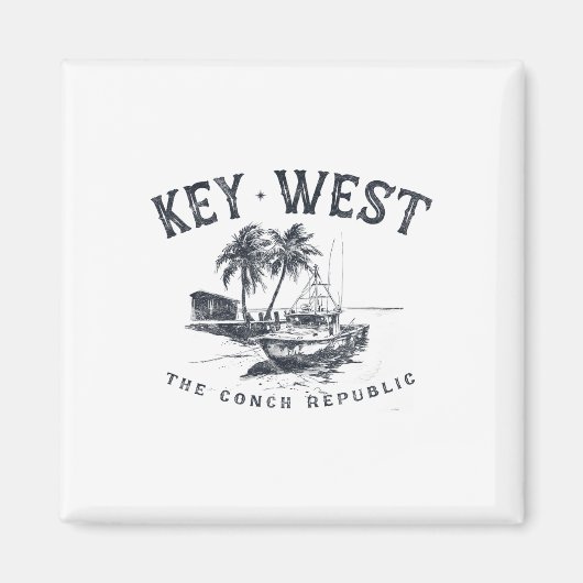 Key West Visboot Conch Republic Visuitrusting Gesc Magneet (Voorkant)