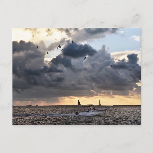 Key West Vist Boat op Sunset Briefkaart (Voorkant)