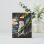 Key West vuurtoren op de  nachtelijke plaats Briefkaart (Staand voorkant)