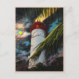 Key West vuurtoren op de  nachtelijke plaats Briefkaart