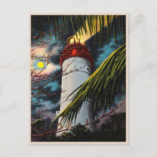 Key West vuurtoren op de  nachtelijke plaats Briefkaart (Voorkant)