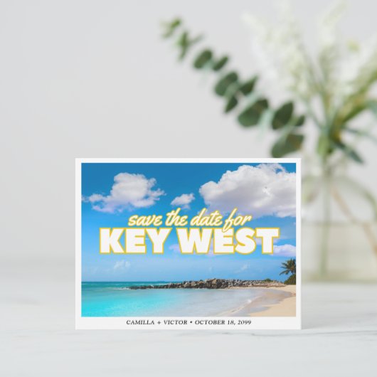 Key West Wedding Save the Date Briefkaart (Staand voorkant)