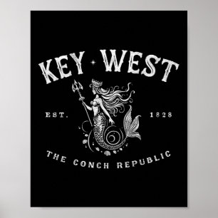 Key West Zeemeermin Conch Republiek Vintage Scuby Poster