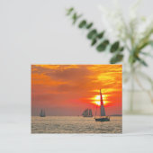 Key West Zeilboten bij Zonsondergang Briefkaart (Staand voorkant)