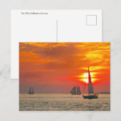 Key West Zeilboten bij Zonsondergang Briefkaart (Voorkant / Achterkant)