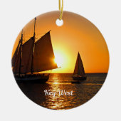 Key West, zonsondergang en zeilboten, Keramisch Ornament (Voorkant)