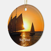 Key West, zonsondergang en zeilboten, Keramisch Ornament (Links)