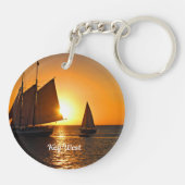 Key West, zonsondergang en zeilboten, Sleutelhanger (Achterkant)