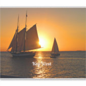 Key West, zonsondergang en zeilboten, Sticker (Voorkant)