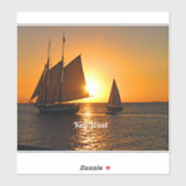 Key West, zonsondergang en zeilboten, Sticker (Vel)