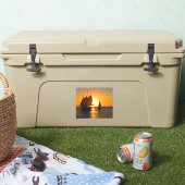 Key West, zonsondergang en zeilboten, Sticker (Koeler)