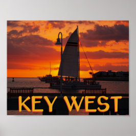 Key West zonsondergang met boten Poster