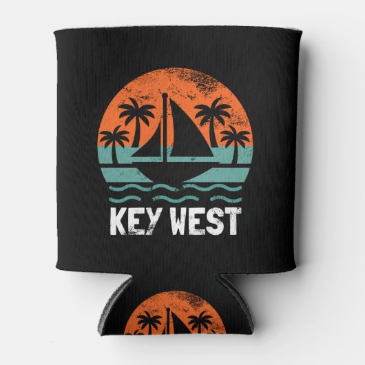 Key West Zonsondergang Retro Vakantie Blikjeskoeler (Voorkant)