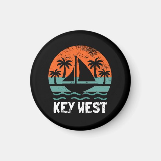 Key West Zonsondergang Retro Vakantie Magneet (Voorkant)
