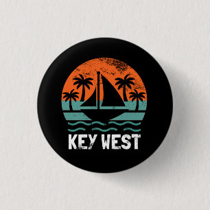 Key West Zonsondergang Retro Vakantie Ronde Button 3,2 Cm
