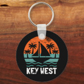 Key West Zonsondergang Retro Vakantie Sleutelhanger (Voorkant)