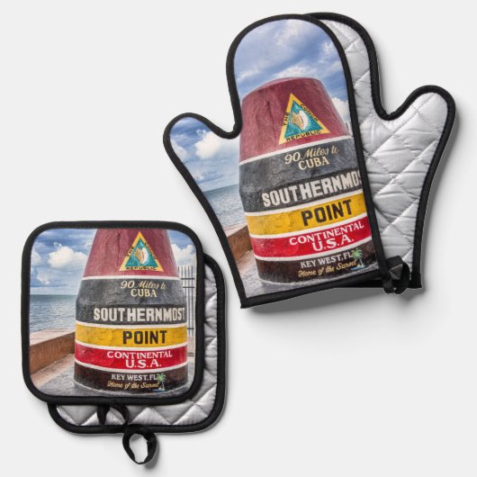 Key West Zuidelijkste Punt Keuken Mitt Set (Voorkant / Achterkant)