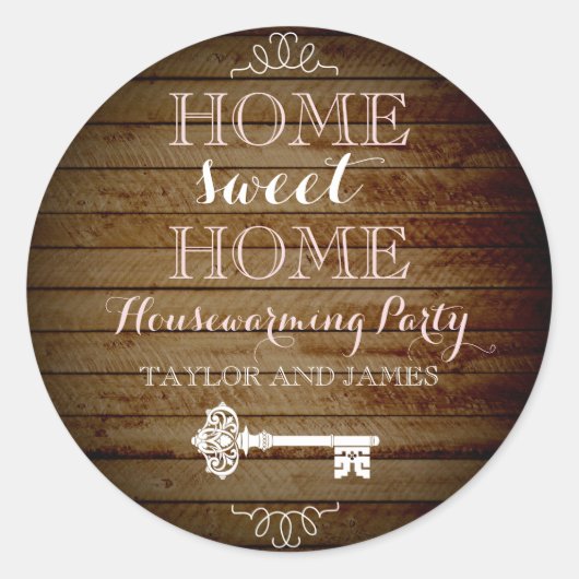  Key Wood Look Housewarming Sticker (Voorkant)