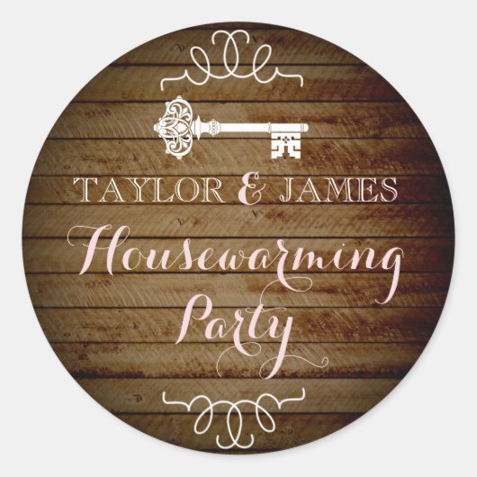 Key Wood Look Housewarming Stickers (Voorkant)