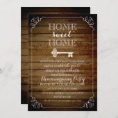 Key Wood Look Housewarming Uitnodigen Kaart (Voorkant / Achterkant)
