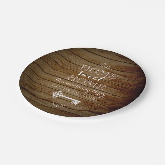  Key Wood Look Huisverwarmend papier Borden Papieren Bordje (Gekanteld)
