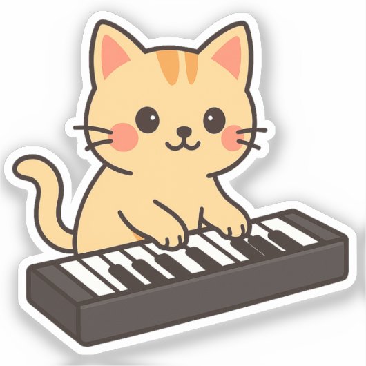 Keyboard Cat Cartoon Style Sticker (Voorkant)